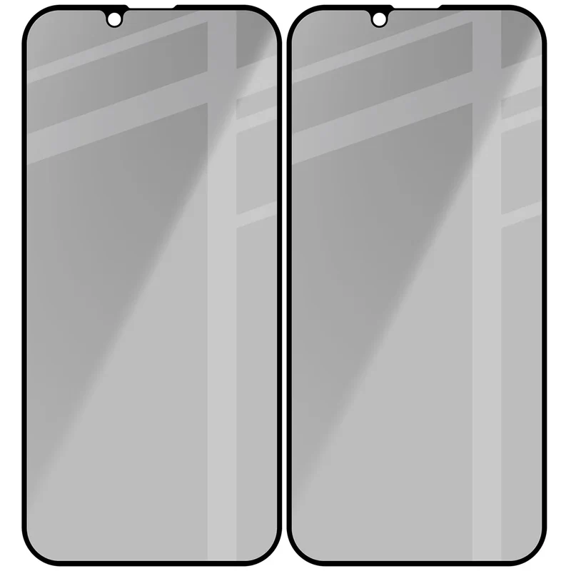 Gehärtetes Glas mit Privatschutzfilter für iPhone 17e / 16e / 14 / 13 Pro / 13, Bizon Glass Edge Shadow Duo, getönt mit schwarzer Rahmen, 2 Stück