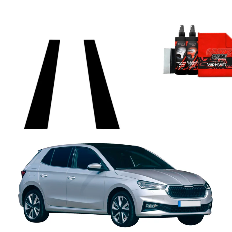 2in1 Schwarze Grizz Protector schutzfolie für B-C-Säule - Skoda Fabia 4 (2021-2026)