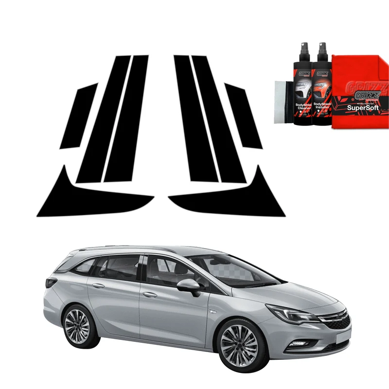8in1 Schwarze Grizz Protector schutzfolie für B-C-Säule - Opel Astra J Kombi 5D (2012-2015)