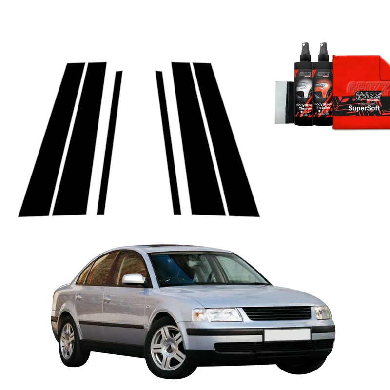 6in1 Schwarze Grizz Protector schutzfolie für B-C-Säule - Volkswagen Passat B5 Sedan (1996-2000)