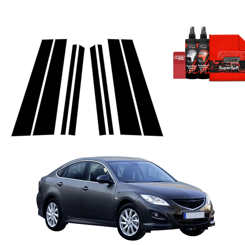 8in1 Schwarze Grizz Protector schutzfolie für B-C-Säule - Mazda 6 2 Sedan 4D (2010-2013)