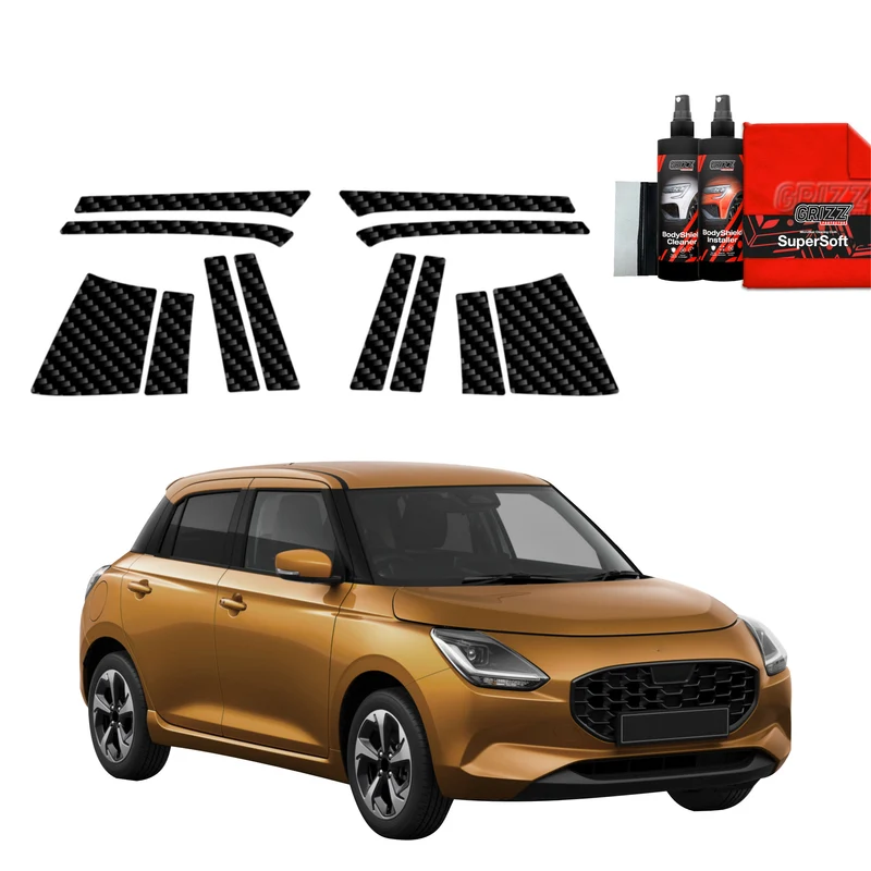 12in1 Kohlenstoff Schutzfolie Grizz Protector für A-B-C-Säule - Suzuki Swift (2024-2026)