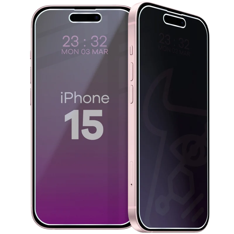 Hybridglas mit Privatschutzfilter für iPhone 15, Bizon Hybrid Shadow, Matt