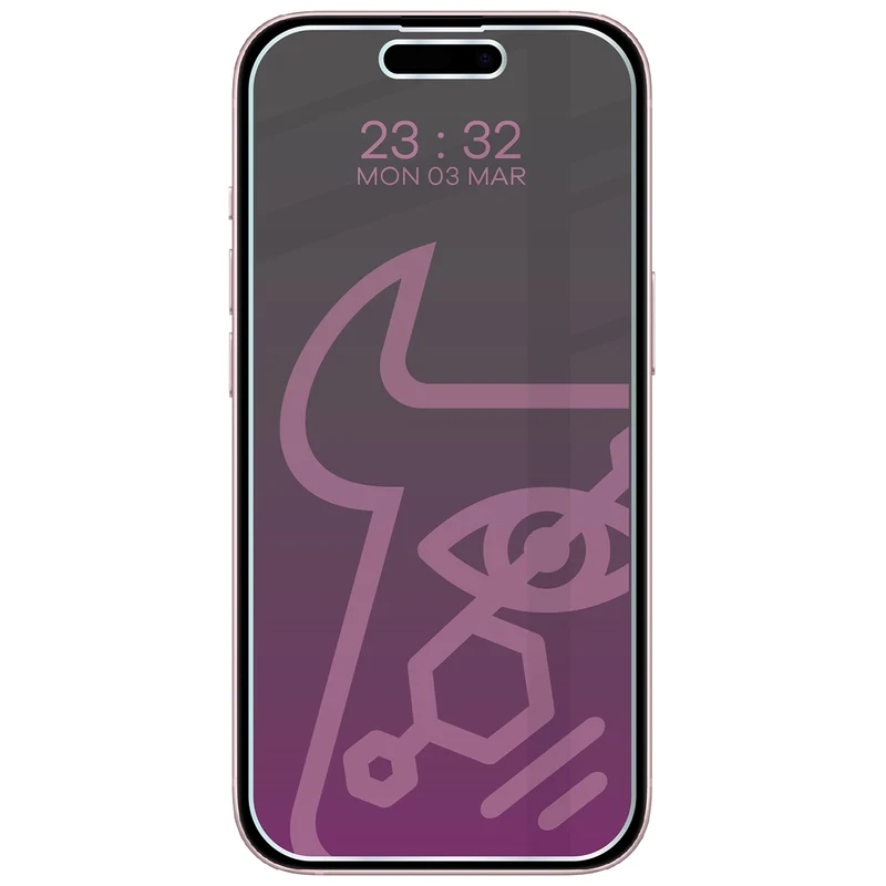 Hybridglas mit Privatschutzfilter für iPhone 15, Bizon Hybrid Shadow, Matt