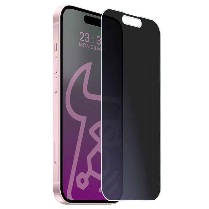 Hybridglas mit Privatschutzfilter für iPhone 15, Bizon Hybrid Shadow, Matt