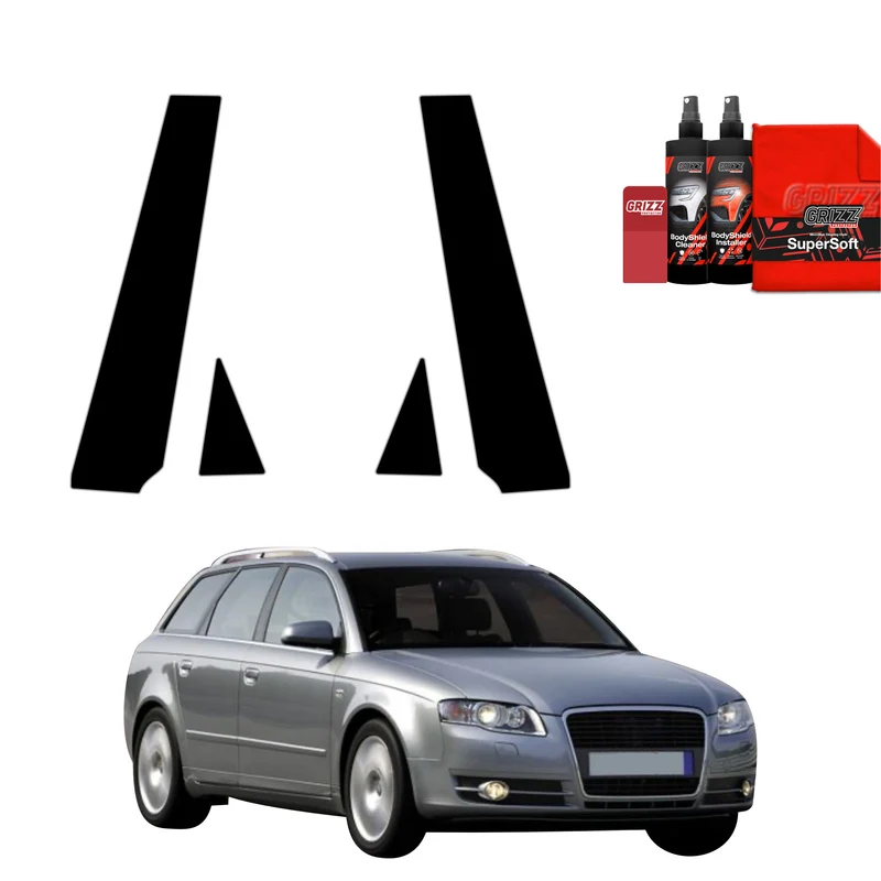 4in1 Schwarze Grizz Protector schutzfolie für B-C-Säule - Audi A4 B7 Avant (2004-2008)