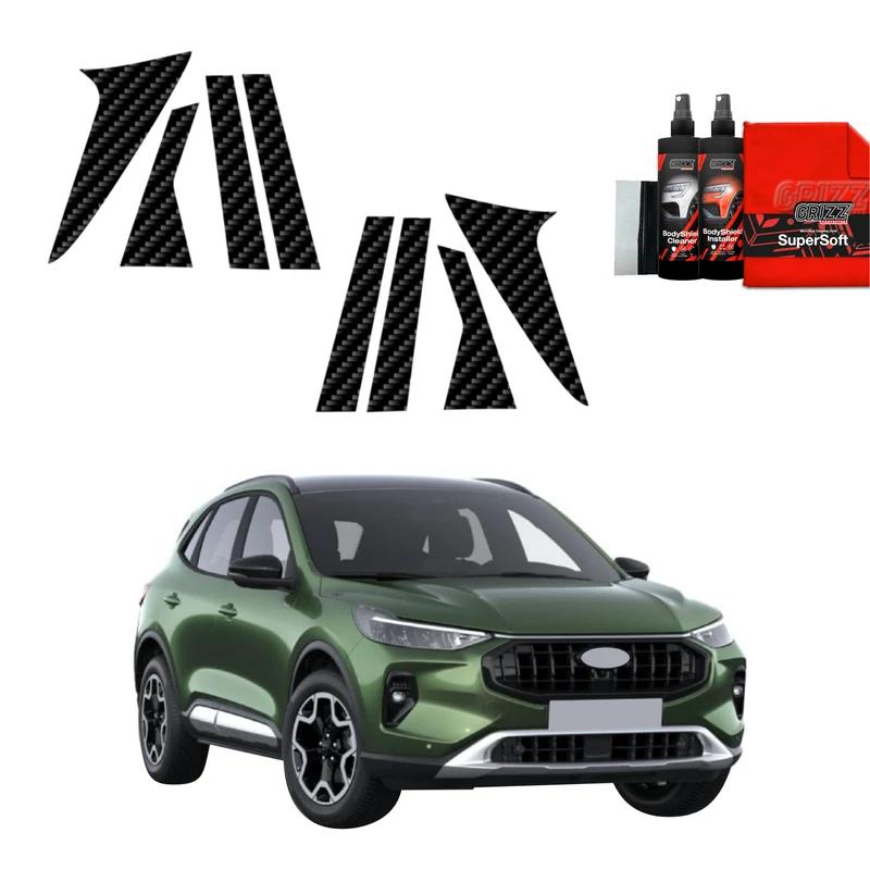 8in1 Kohlenstoff Schutzfolie Grizz Protector für B-C-Säule - Ford Kuga Titanium Facelift (2024-2026)