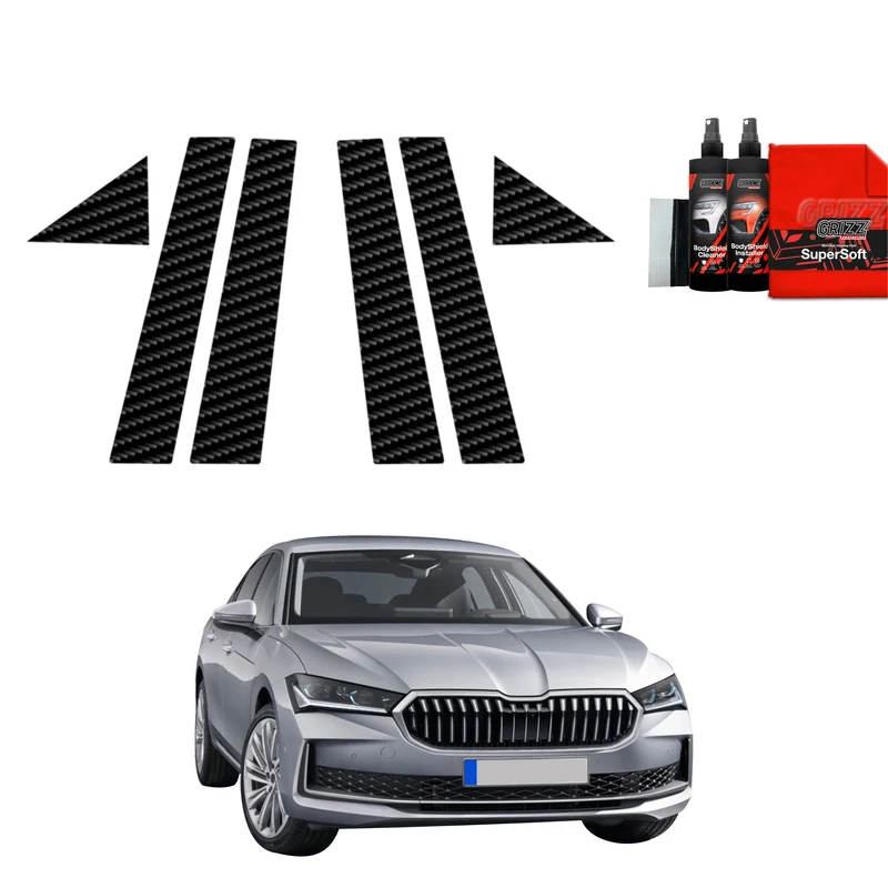 6in1 Kohlenstoff Schutzfolie Grizz Protector für A-B-Säule - Skoda Superb 4 Liftback (2024-2026)