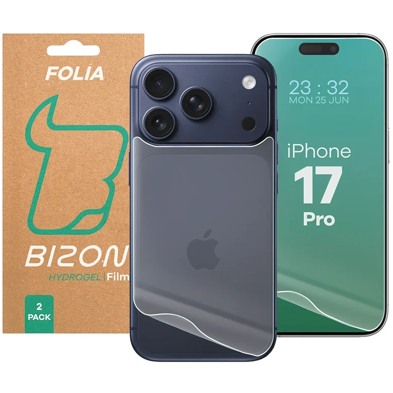 Hydrogel Folie für Display und Rückseite Bizon Film Hydrogel Pack für iPhone 17 Pro, 2 Stück