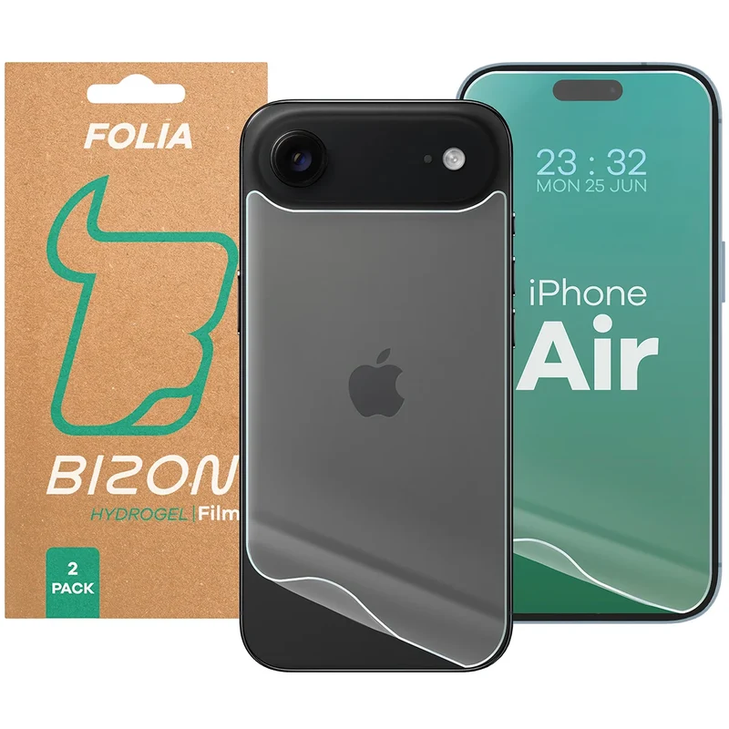 Hydrogel Folie für Display und Rückseite Bizon Film Hydrogel Pack für iPhone Air, 2 Stück