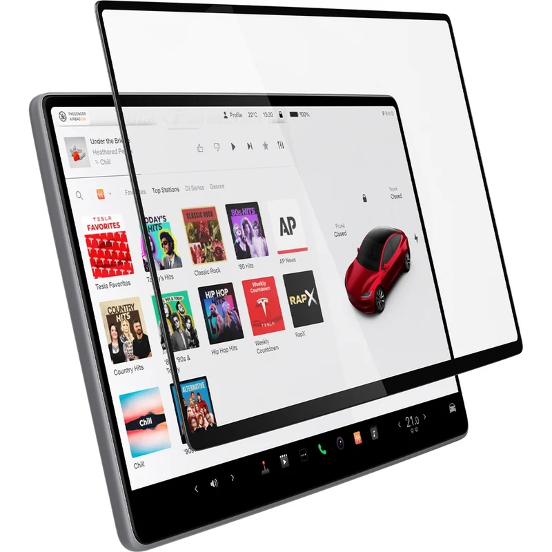 Glas für Tesla Model 3 2024-2026 / Y 2024-26, Spigen Glas.tR EZ Fit FC AC 1-Pack, Schwarzer Rahmen