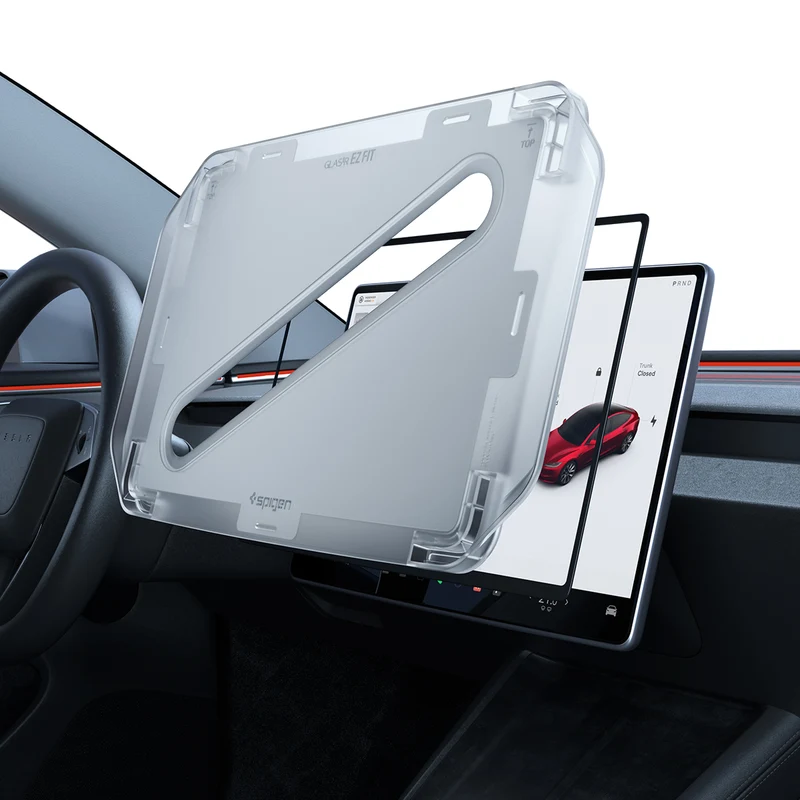 Glas für Tesla Model 3 2024-2026 / Y 2024-26, Spigen Glas.tR EZ Fit FC AC 1-Pack, Schwarzer Rahmen