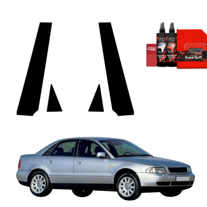 4in1 Schwarze Grizz Protector schutzfolie für B-C-Säule - Audi A4 B5 Sedan (1994-2001)