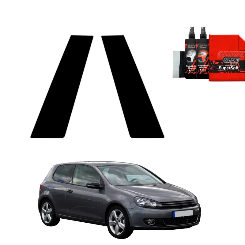 2in1 Schwarze Grizz Protector schutzfolie für B-Säule - Volkswagen Golf 6 Hatchback 3D (2008-2012)