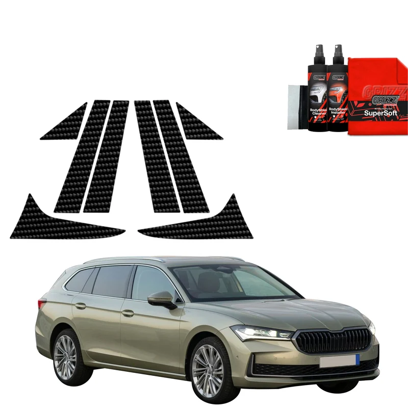 8in1 Kohlenstoff Schutzfolie Grizz Protector für B-C-Säule - Skoda Superb 4 Combi (2024-2026)