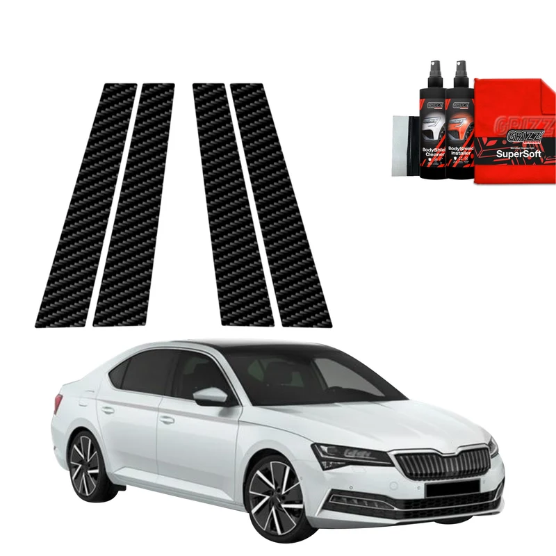 4in1 Kohlenstoff Schutzfolie Grizz Protector für B-C-Säule - Skoda Superb 3 Liftback (2019-2023)