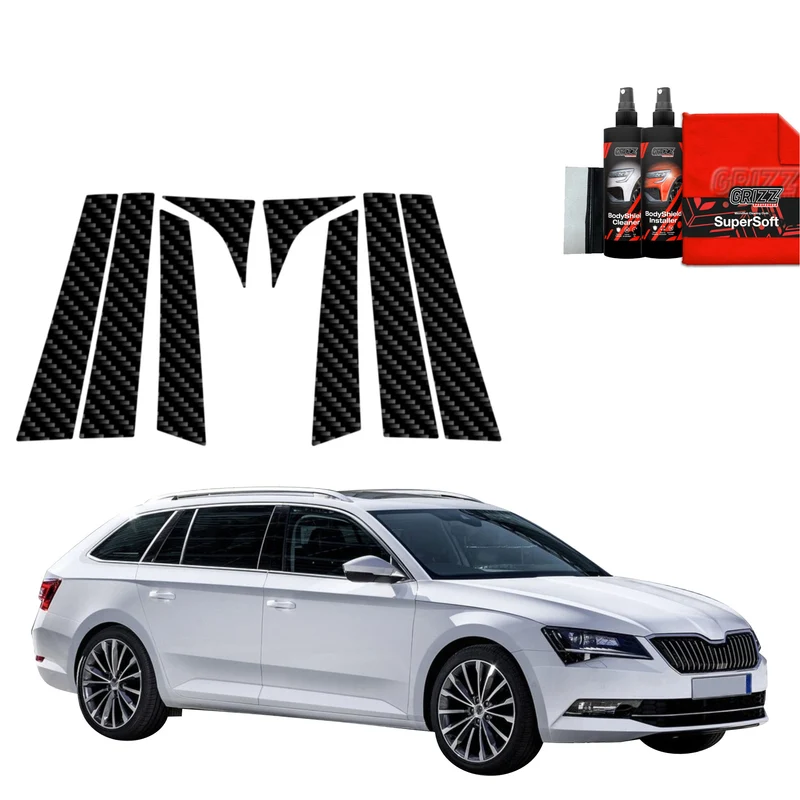 8in1 Kohlenstoff Schutzfolie Grizz Protector für B-C-Säule - Skoda Superb 3 Combi (2016-2019)