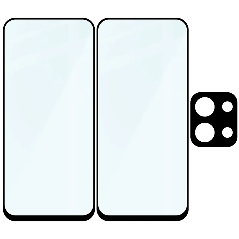 Gehärtetes Glas - 2 Stück + Kameraschutz für Xiaomi Redmi 15C 4G / 5G, Bizon Glass Edge Pack, Schwarz
