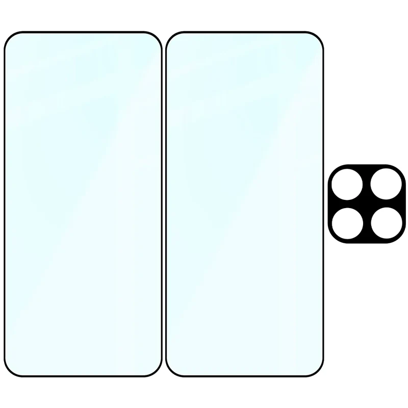 Gehärtetes Glas - 2 Stück + Kameraschutz für Xiaomi 15T, Bizon Glass Edge Pack, Schwarz