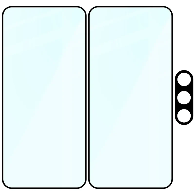 Gehärtetes Glas - 2 Stück + Kameraschutz für Galaxy S25 FE, Bizon Glass Edge Pack, Schwarz