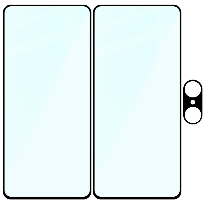 Gehärtetes Glas - 2 Stück + Kameraschutz für OnePlus Nord CE5 5G, Bizon Glass Edge Pack, Schwarz