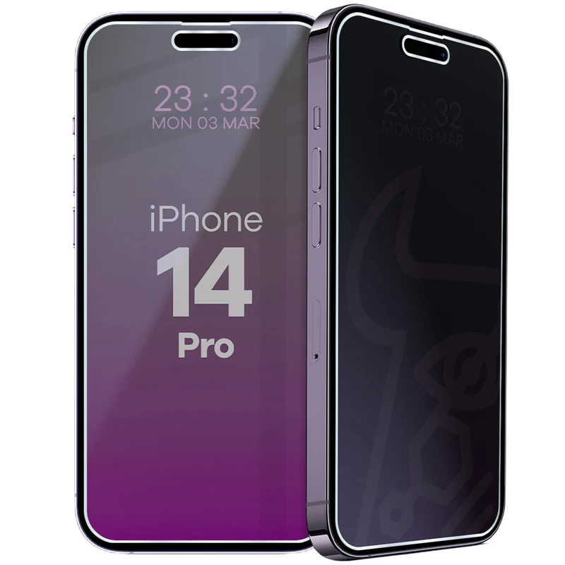 Hybridglas mit Privatschutzfilter für iPhone 14 Pro, Bizon Hybrid Shadow, Matt