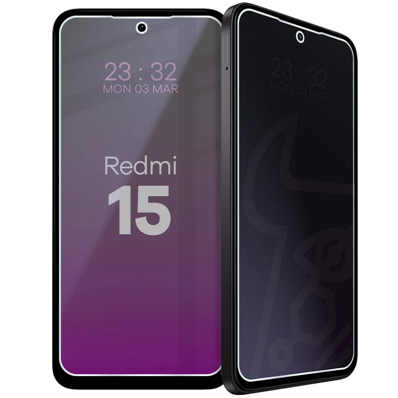 Hybridglas mit Privatschutzfilter für Xiaomi Redmi 15 5G, Bizon Hybrid Shadow, Matt