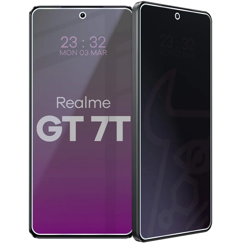 Hybridglas mit Privatschutzfilter für Realme GT 7T, Bizon Hybrid Shadow, Matt