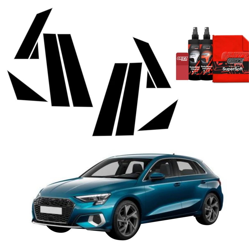 8in1 Schwarze Grizz Protector schutzfolie für A-B-C-Säule - Audi A3 8Y Sportback (2020-2023)
