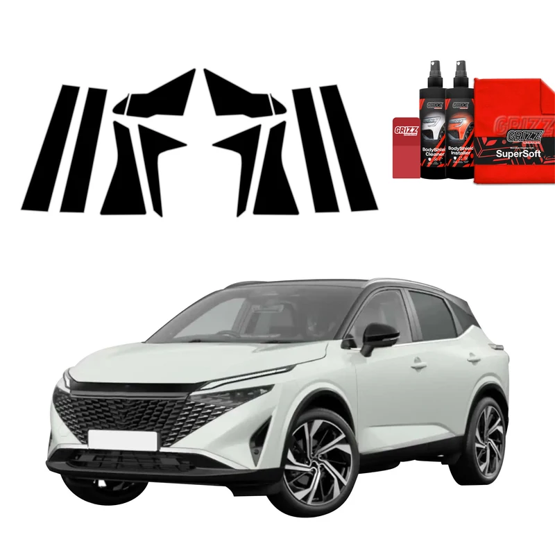 10in1 Schwarze Grizz Protector schutzfolie für A-B-C-Säule - Nissan Qashqai 3 Facelift (2024-2026)