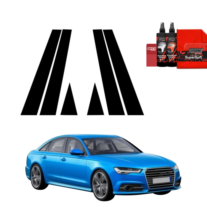 6in1 Schwarze Grizz Protector schutzfolie für B-C-Säule - Audi A6 C7 Sedan Facelifting (2014-2018)