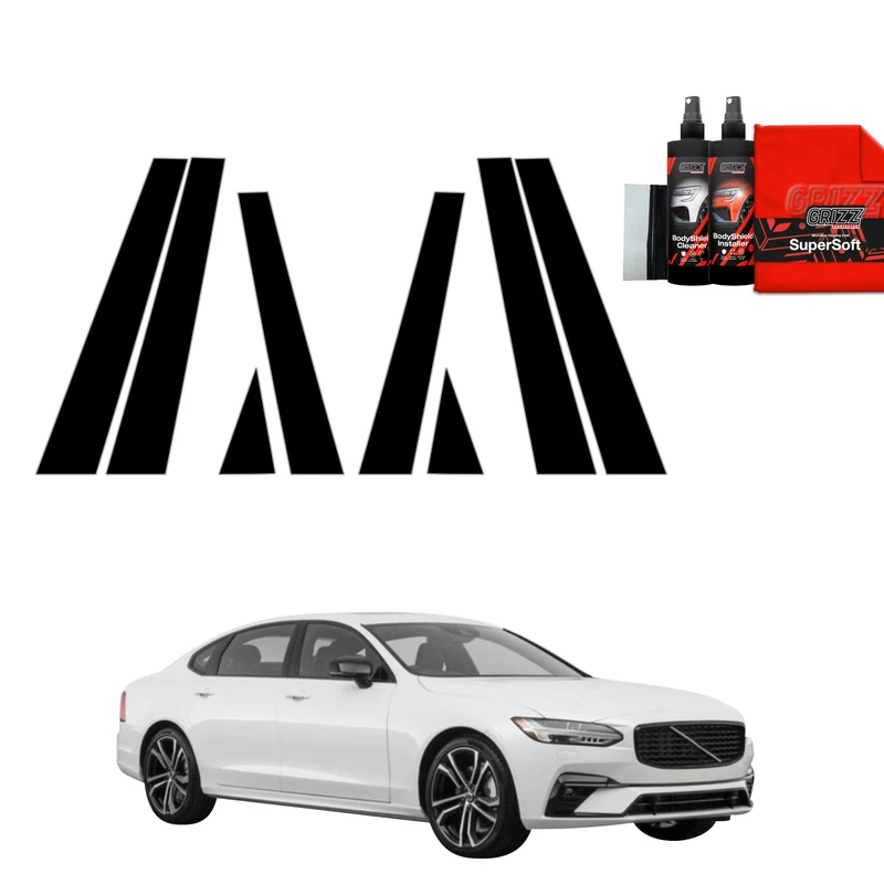 8in1 Schwarze Grizz Protector schutzfolie für B-C-Säule - Volvo S90 Sedan 5D (2016-2020)