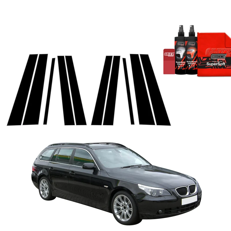 10in1 Schwarze Grizz Protector schutzfolie für B-C-Säule - BMW 5 E61 Kombi PreLCI (2003-2007)