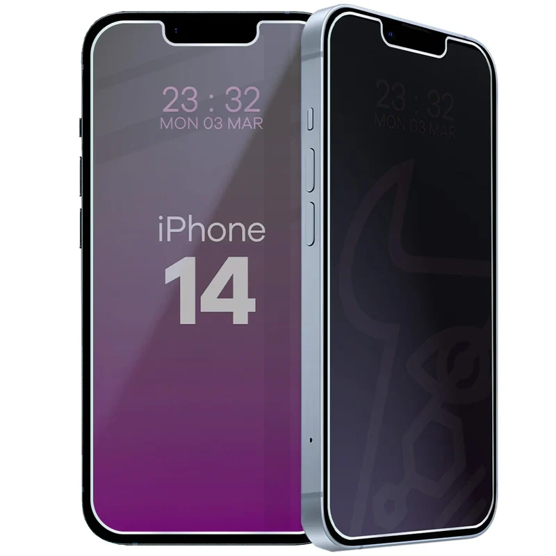 Hybridglas mit Privatschutzfilter für iPhone 14, Bizon Hybrid Shadow, Matt