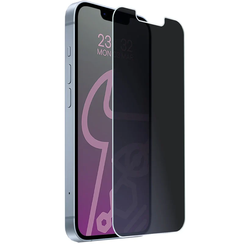 Hybridglas mit Privatschutzfilter für iPhone 14, Bizon Hybrid Shadow, Matt