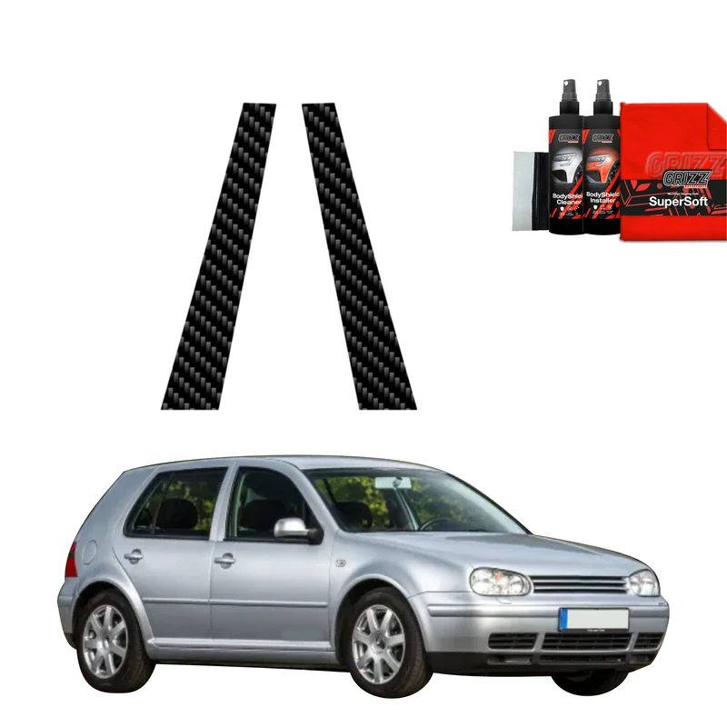 2in1 Kohlenstoff Schutzfolie Grizz Protector für B-Säule - Volkswagen Golf 4 Hatchback 5D (1997-2003)