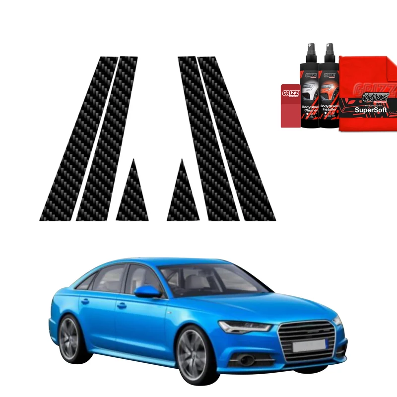 6in1 Kohlenstoff Schutzfolie Grizz Protector für A-B-Säule - Audi A6 C7 Sedan Facelifting (2014-2018)