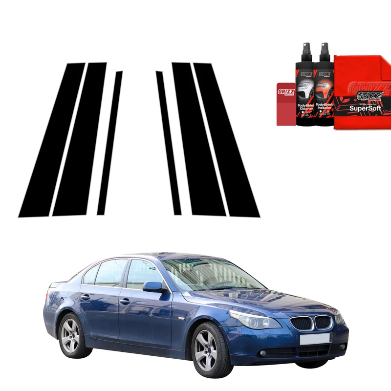 6in1 Schwarze Grizz Protector schutzfolie für B-C-Säule - BMW 5 E60 Sedan PreLCI (2003-2007)