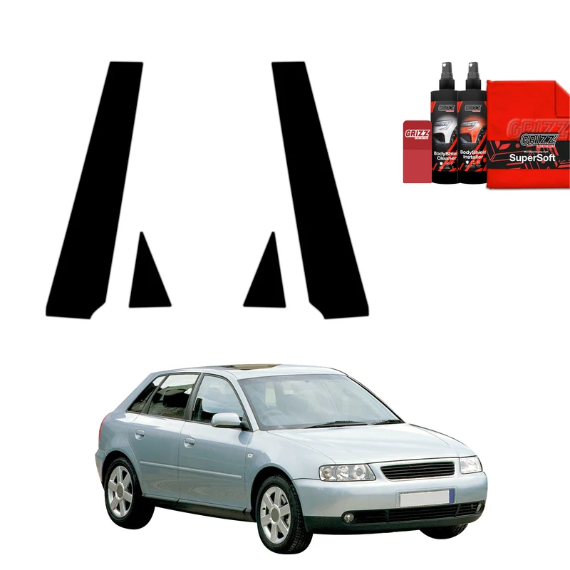 4in1 Schwarze Grizz Protector schutzfolie für B-C-Säule - Audi A3 8L Hatchback 5D (1999-2003)