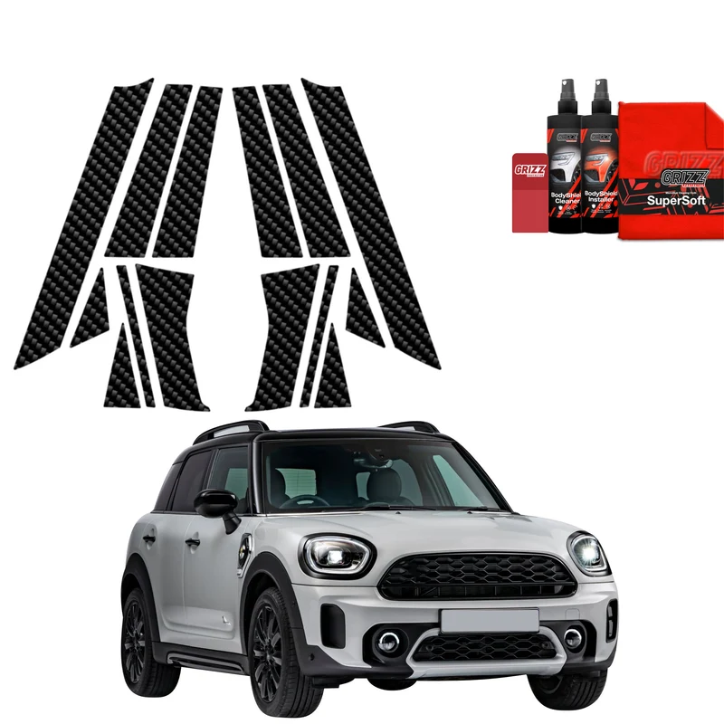 14in1 Kohlenstoff Schutzfolie Grizz Protector für A-B-C-Säule - Mini Countryman (2023- 2025)