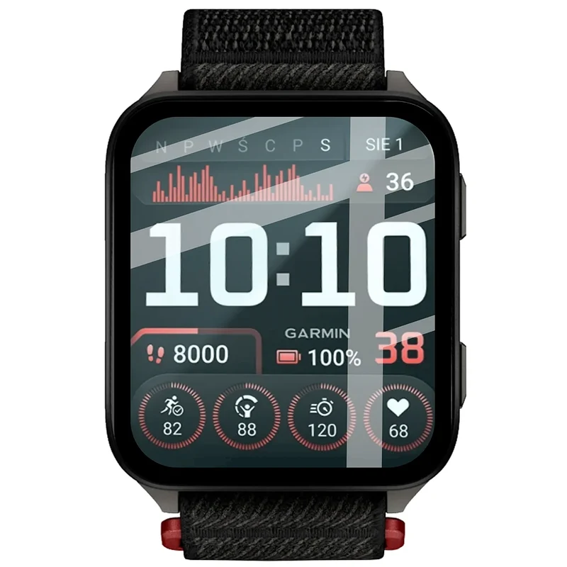 Hybrides Glas für Garmin Venu X1, Bizon Glass Watch Edge Hybrid, Schwarz