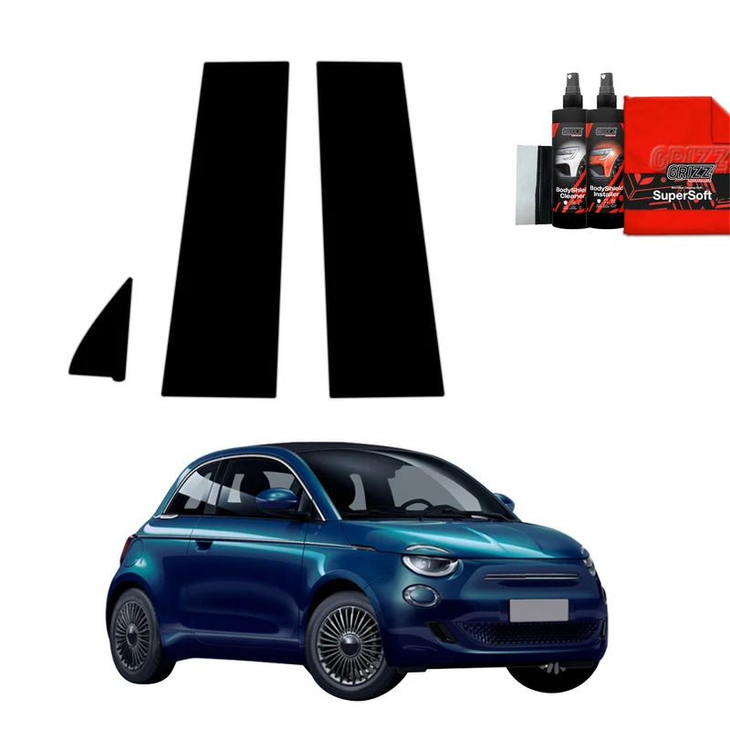 3in1 Schwarze Grizz Protector schutzfolie für B-C-Säule - Fiat 500 (2016-2026)