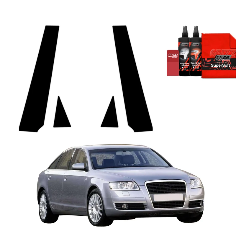 4in1 Schwarze Grizz Protector schutzfolie für B-C-Säule - Audi A6 C6 Sedan 4D (2004-2008)