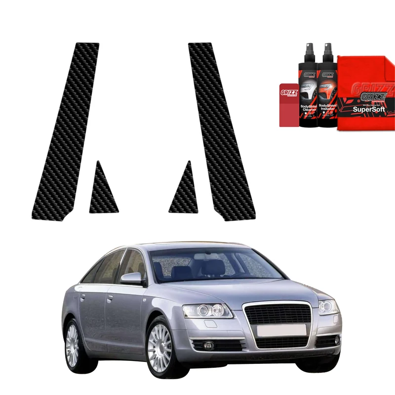 4in1 Kohlenstoff Schutzfolie Grizz Protector für B-C-Säule - Audi A6 C6 Sedan 4D (2004-2008)