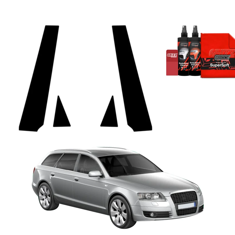 4in1 Schwarze Grizz Protector schutzfolie für B-C-Säule - Audi A6 C6 Avant (2004-2008)