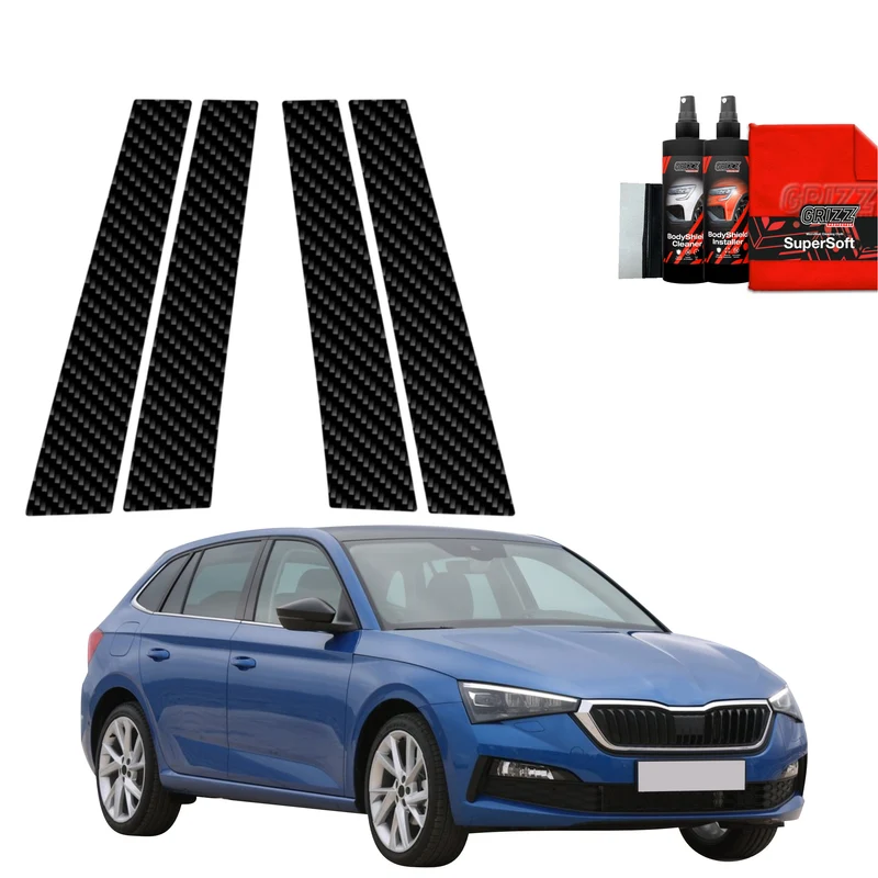 4in1 Kohlenstoff Schutzfolie Grizz Protector für B-Säule - Skoda Scala (2019- 2023)