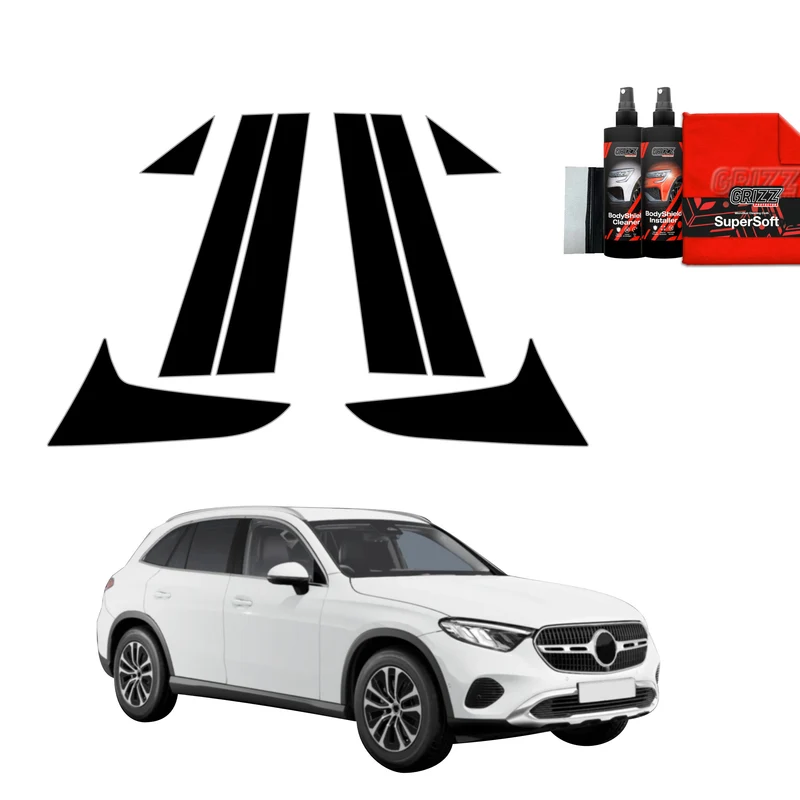 8in1 Schwarze Grizz Protector schutzfolie für A-B-C-Säule - Mercedes GLC Wagon (2025-2026)