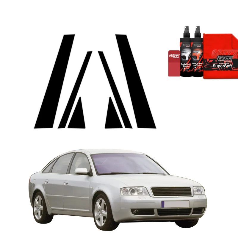 6in1 Schwarze Grizz Protector schutzfolie für B-C-Säule - Audi A6 C5 Sedan (1997-2004)