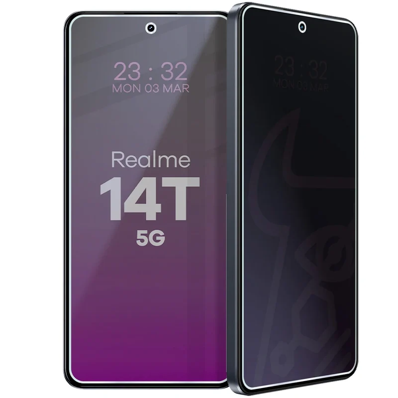 Hybridglas mit Privatschutzfilter für Realme 14T 5G, Bizon Hybrid Shadow, Matt