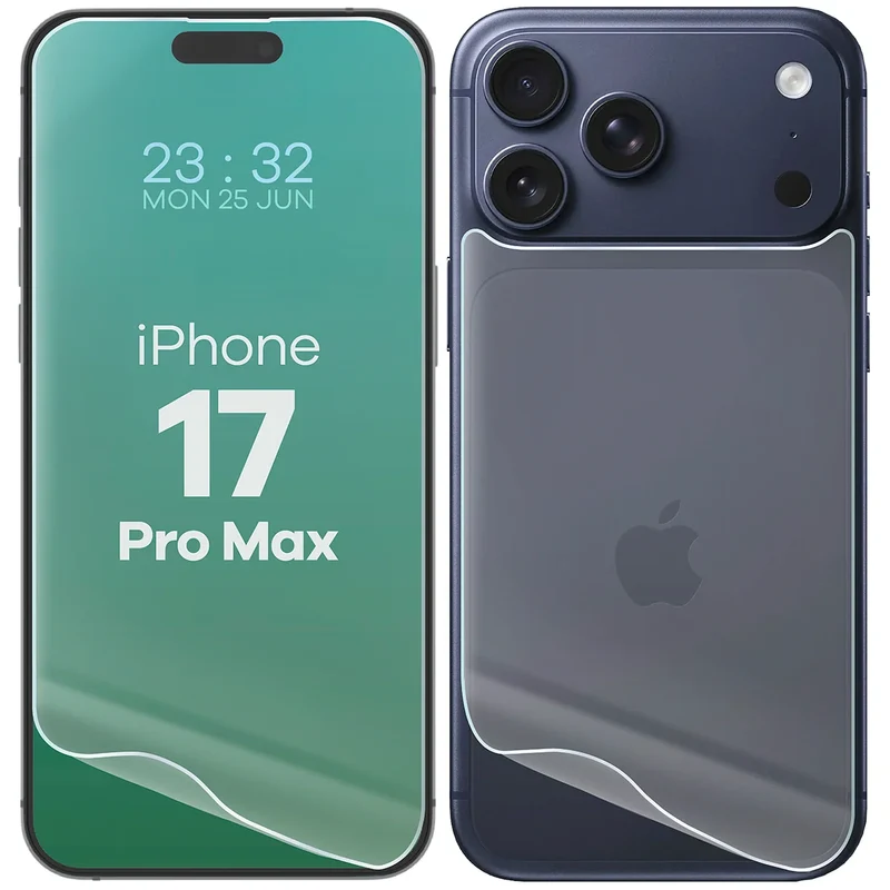 Hydrogel Folie für Display und Rückseite Bizon Film Hydrogel Pack für iPhone 17 Pro Max, 2 Stück